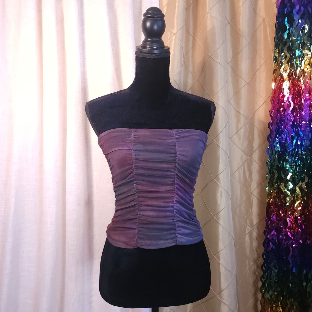 Y2K Stylie Cotton On Purple Ruched Gauzey Tube Tob